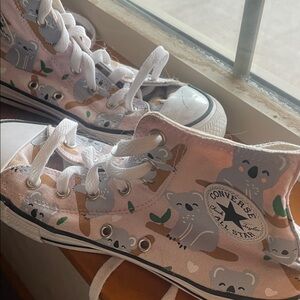 Converse Kids High-Top Sneakers - Pink and Gray Koala Design